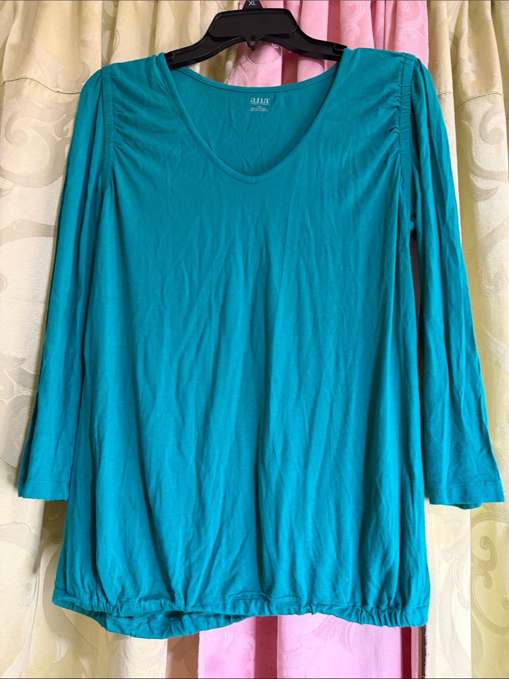 a.n.a Teal V-Neck Long Sleeve Top